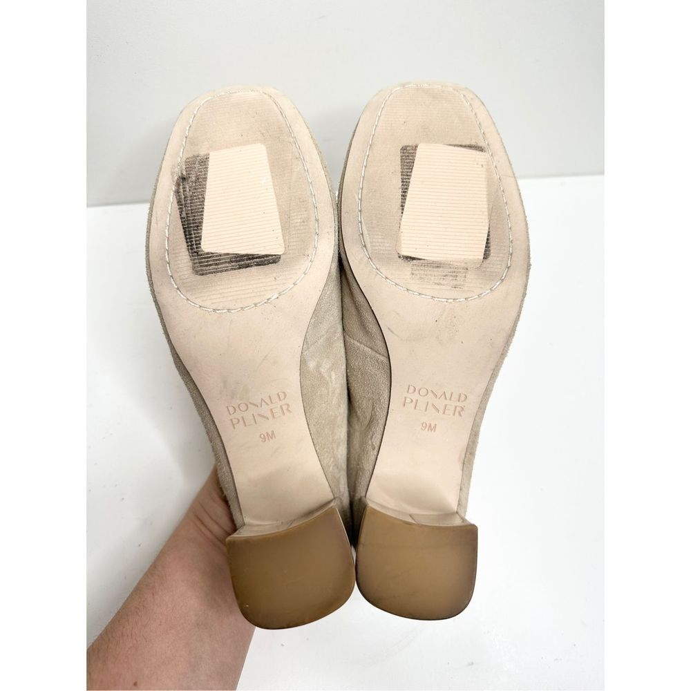Donald Pliner Mule Womens Size 9 Tan Chained Slip On Leather Block Heel Shoes - Picture 10 of 11